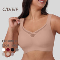 JIYUE Supportive T-Shirt Bra for Plus Size, Wireless & Seamless