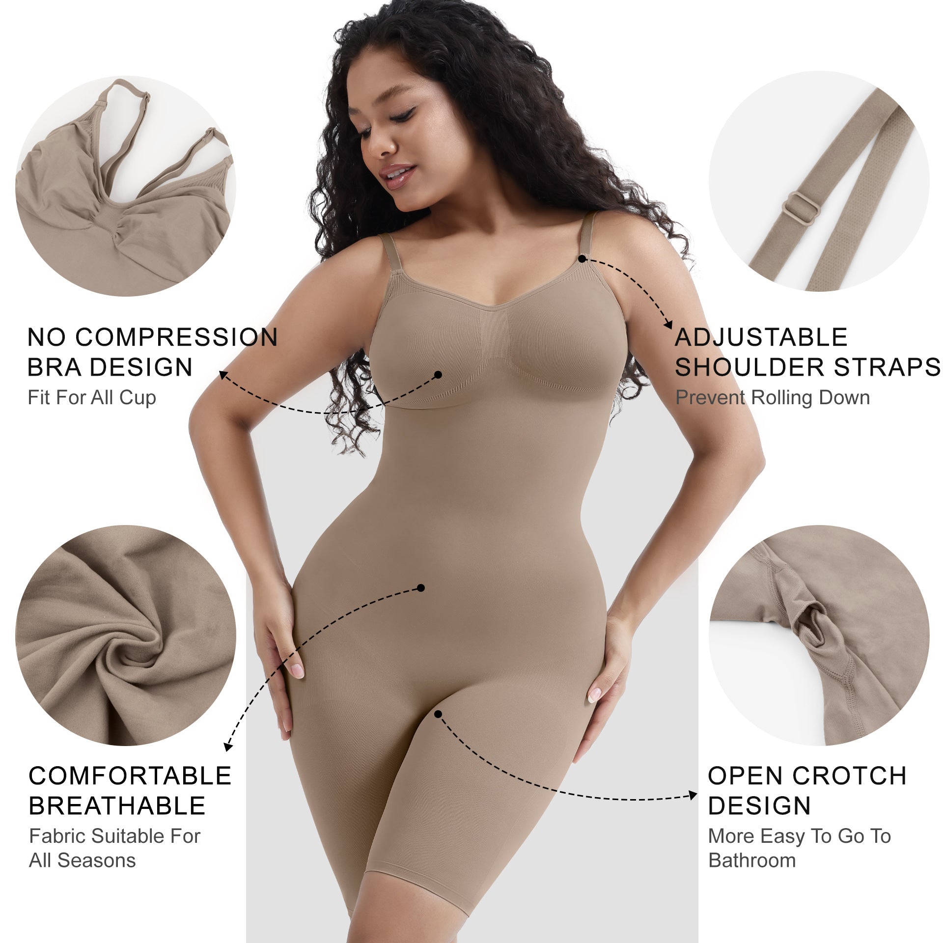JIYUE Women's Shapewear Bodysuit - Tummy Control & Butt Lift - Reinforced Version