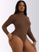 JIYUE Women's High-Neck Bodysuit Long Sleeve Turtleneck