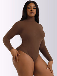 JIYUE Women's High-Neck Bodysuit Long Sleeve Turtleneck