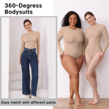 JIYUE Women's Tummy Control Bodysuit - Seamless Shapewear Jumpsuit with Long Sleeves & Thong Back