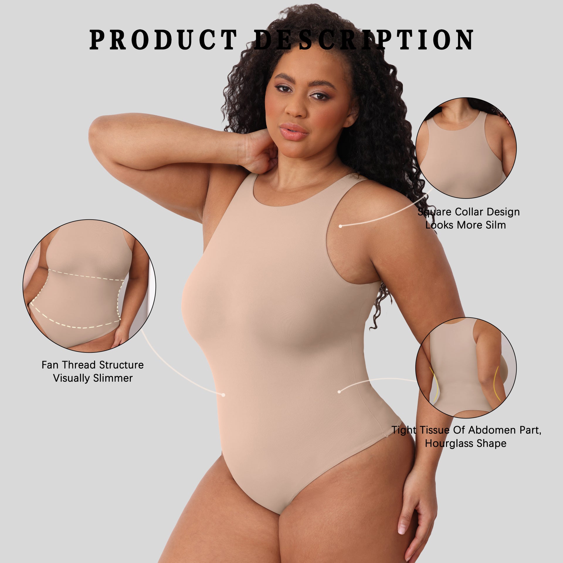 JIYUE Women's Double-Layer Firm Control Bodysuit |Seamless Tummy Shaper