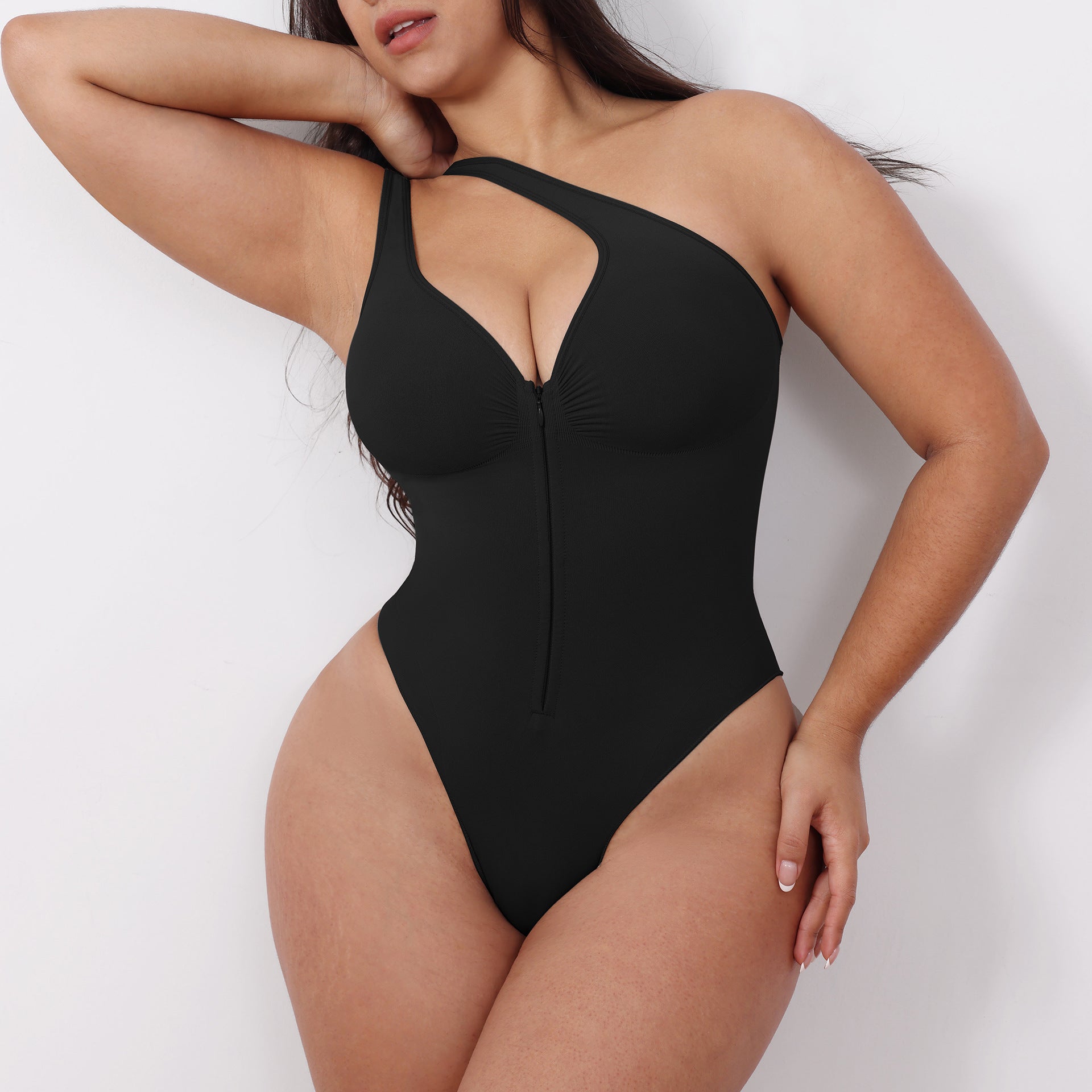 JIYUE Women's Firm Tummy Control Bodysuit | Waist Cinching with Straps & Open Back