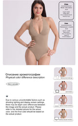 JIYUE Firm Control Waist Training Bodysuit – 2-in-1 Halterneck & Vest, Seamless Tummy Shapewear