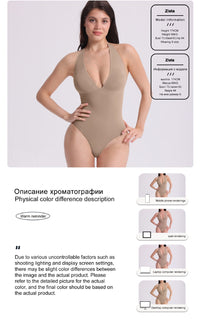 JIYUE Firm Control Waist Training Bodysuit – 2-in-1 Halterneck & Vest, Seamless Tummy Shapewear