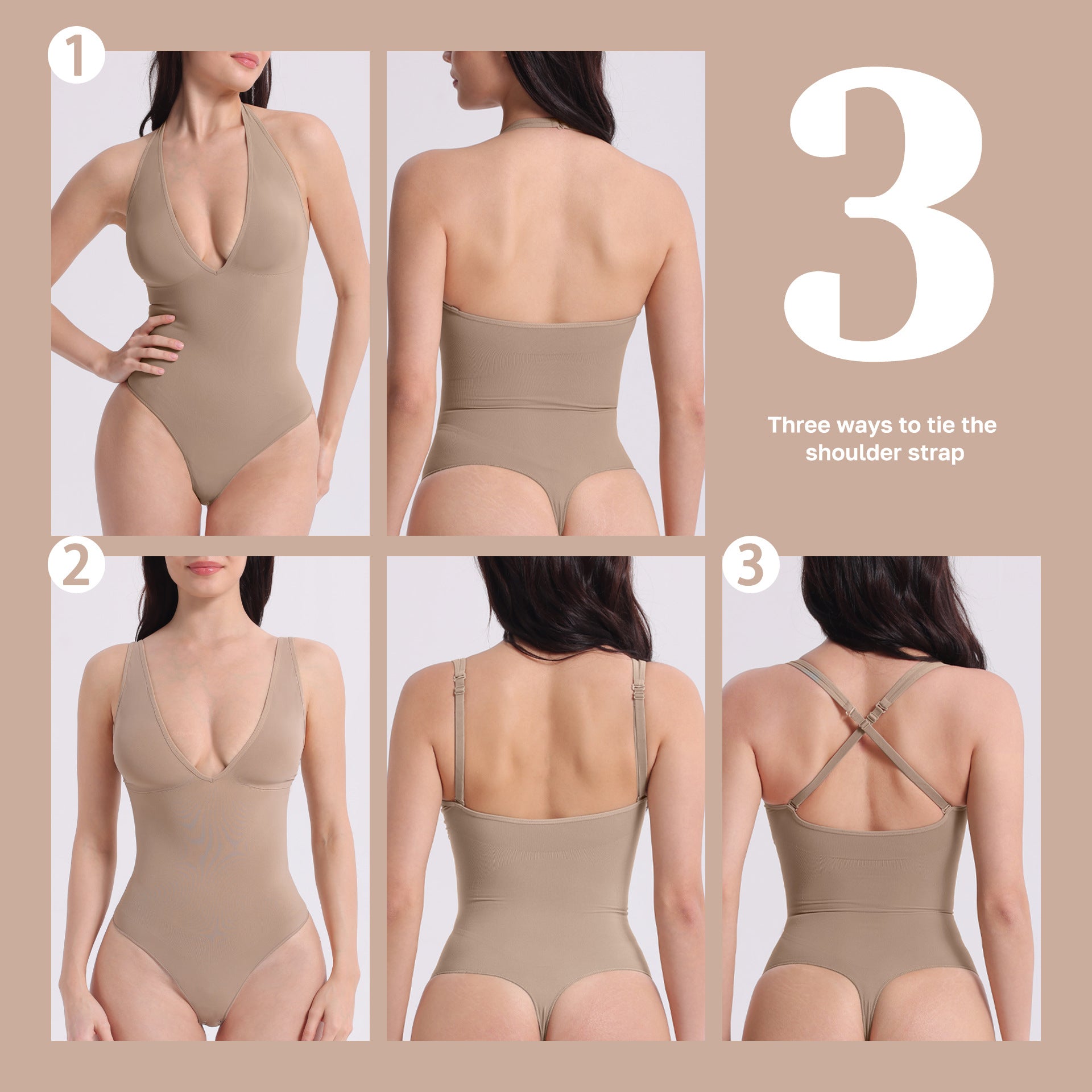 JIYUE Firm Control Waist Training Bodysuit – 2-in-1 Halterneck & Vest, Seamless Tummy Shapewear