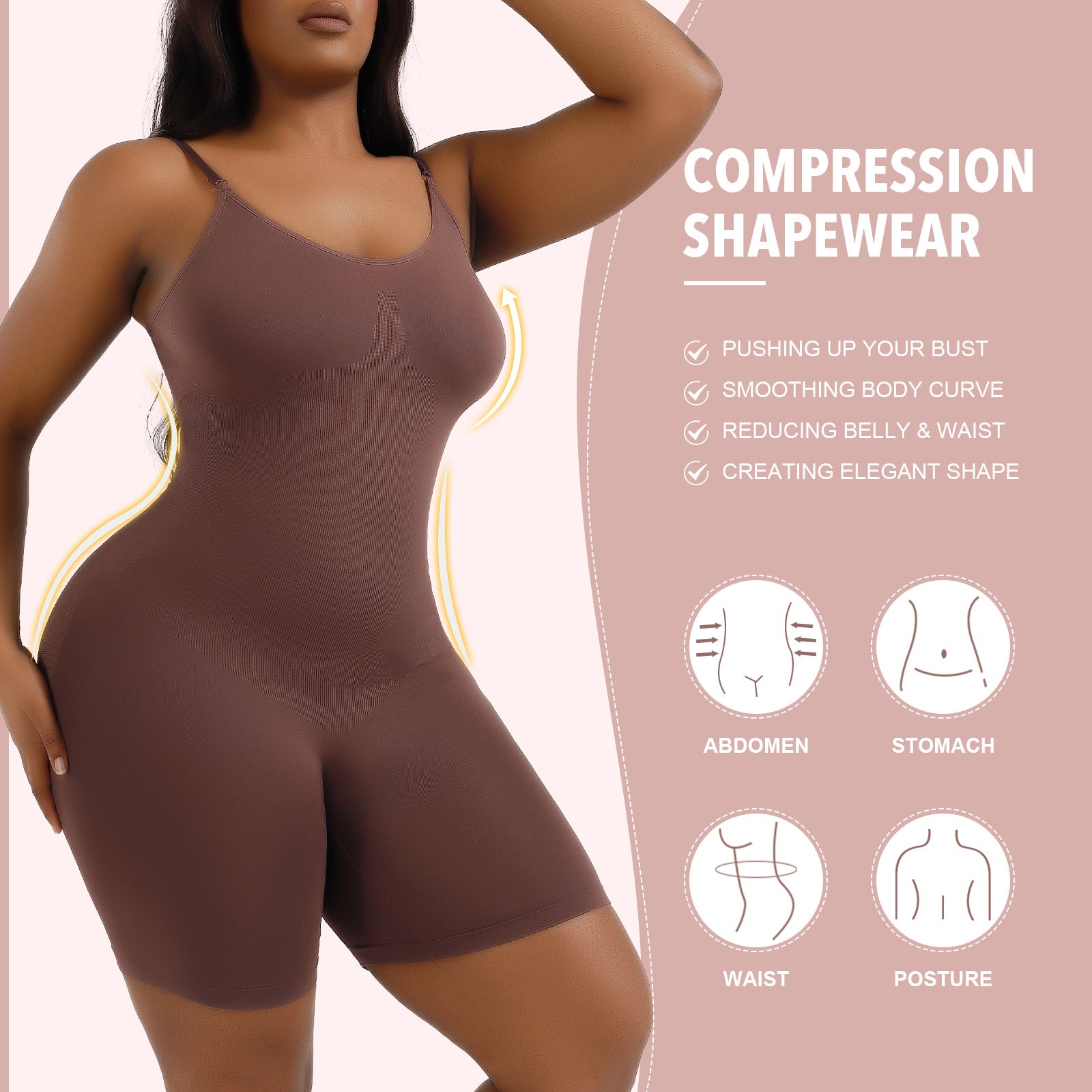 JIYUE Full Body Shapewear for Plus Size Women - Tummy Control Slimming Bodysuit