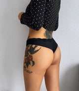 JIYUE Sexy High-Cut Thong - Soft Cotton Modal Lace, No Show & Comfortable Fit