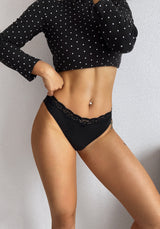 JIYUE Sexy High-Cut Thong - Soft Cotton Modal Lace, No Show & Comfortable Fit