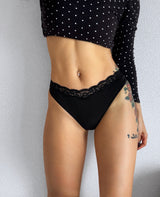 JIYUE Sexy High-Cut Thong - Soft Cotton Modal Lace, No Show & Comfortable Fit