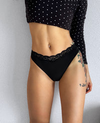 JIYUE Sexy High-Cut Thong - Soft Cotton Modal Lace, No Show & Comfortable Fit