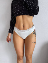 JIYUE Sexy High-Cut Thong - Soft Cotton Modal Lace, No Show & Comfortable Fit