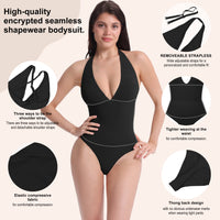 JIYUE Firm Control Waist Training Bodysuit – 2-in-1 Halterneck & Vest, Seamless Tummy Shapewear
