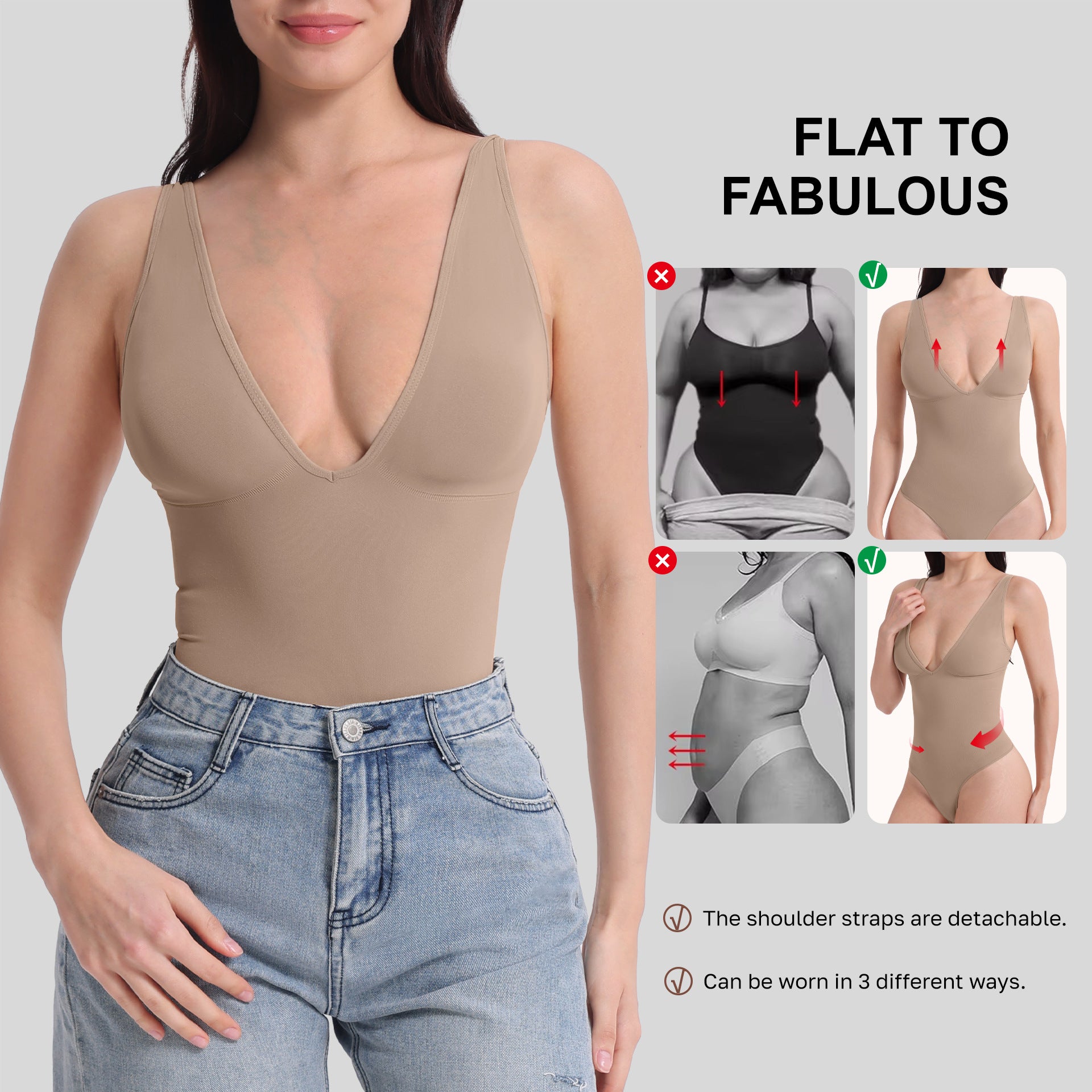 JIYUE Firm Control Waist Training Bodysuit – 2-in-1 Halterneck & Vest, Seamless Tummy Shapewear
