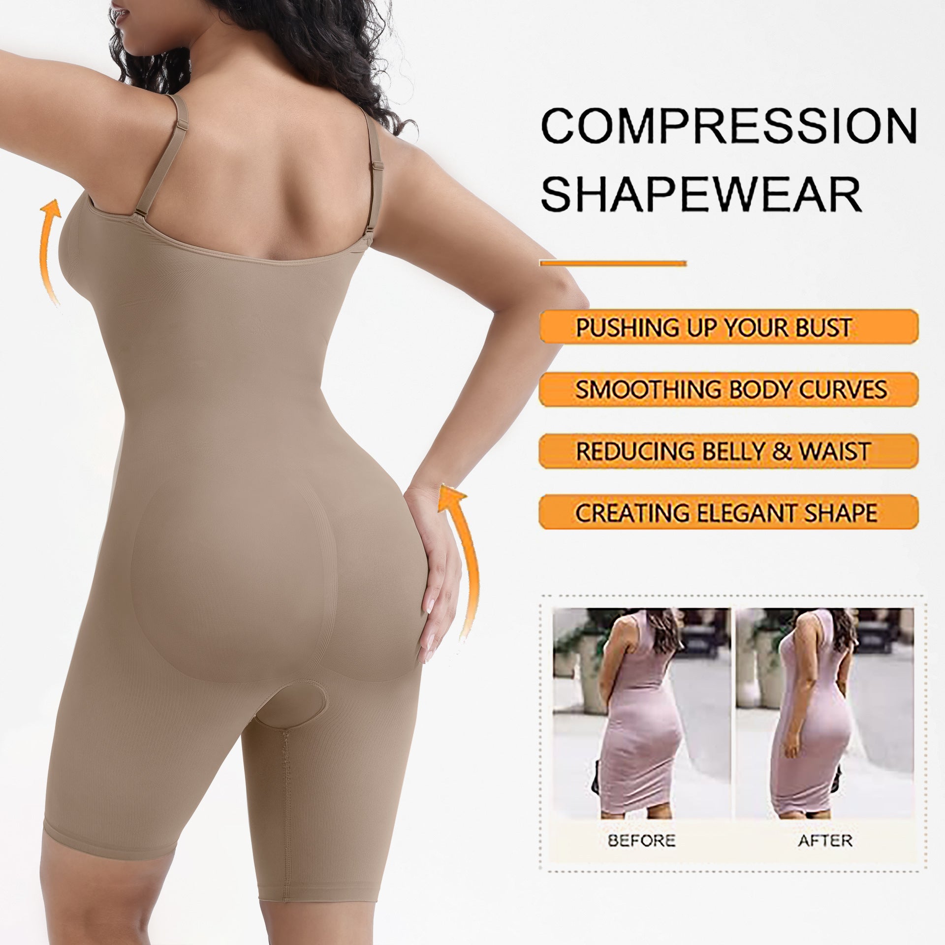 JIYUE Women's Shapewear Bodysuit - Tummy Control & Butt Lift - Reinforced Version
