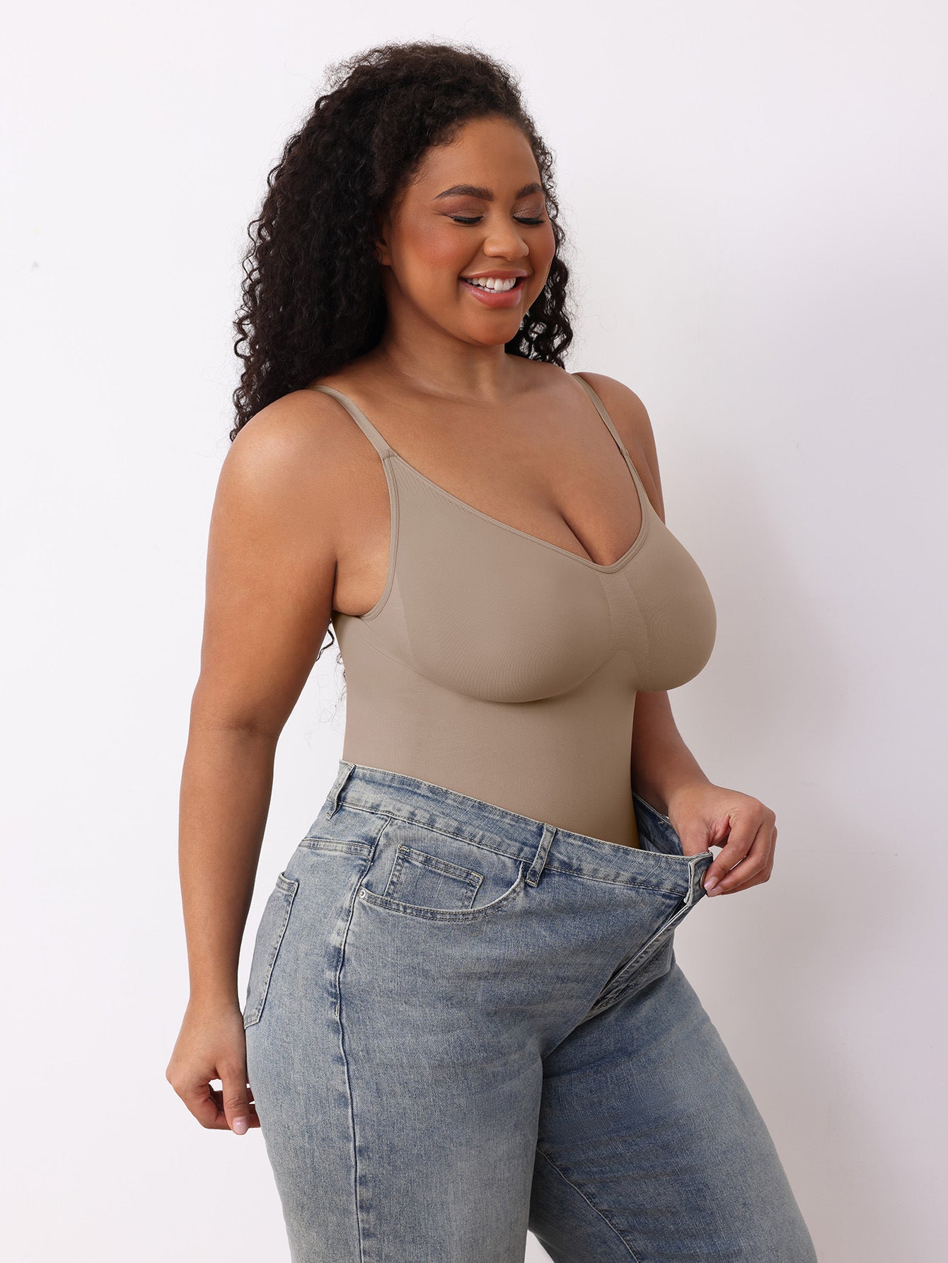 JIYUE Women's Body Shaping Underwear Open-Top Halter Jumpsuit Design Abdominal Slimming Hip Lifting Bodysuit