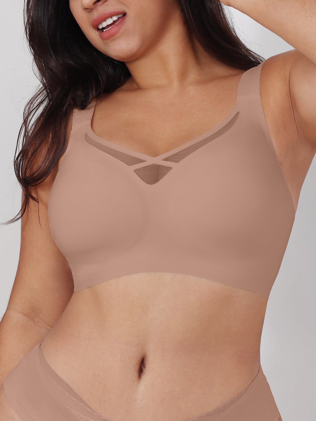 JIYUE Supportive T-Shirt Bra for Plus Size, Wireless & Seamless
