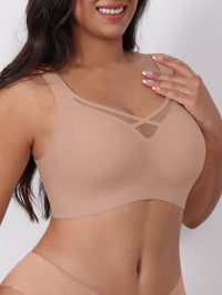 JIYUE Supportive T-Shirt Bra for Plus Size, Wireless & Seamless