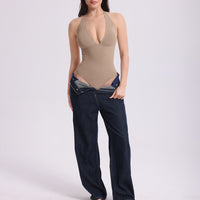 JIYUE Firm Control Waist Training Bodysuit – 2-in-1 Halterneck & Vest, Seamless Tummy Shapewear
