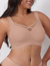 JIYUE Supportive T-Shirt Bra for Plus Size, Wireless & Seamless