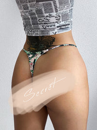JIYUE Breathable Cotton G-String Thong - Low Rise & Sexy Printed Lingerie