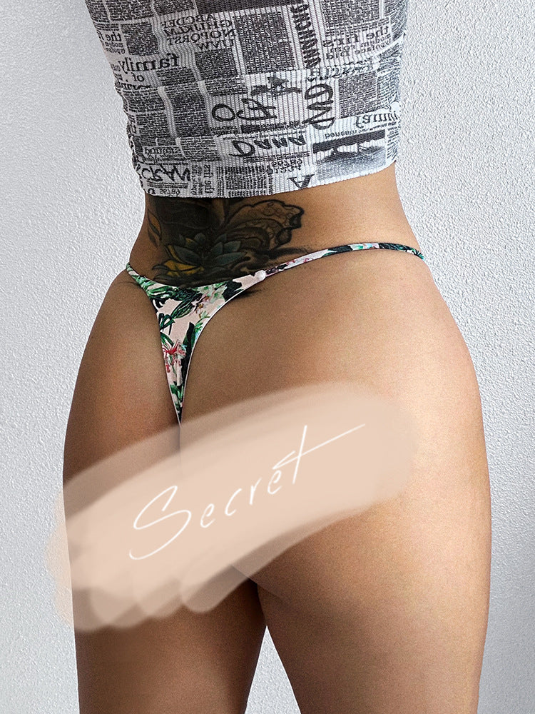 JIYUE Breathable Cotton G-String Thong - Low Rise & Sexy Printed Lingerie