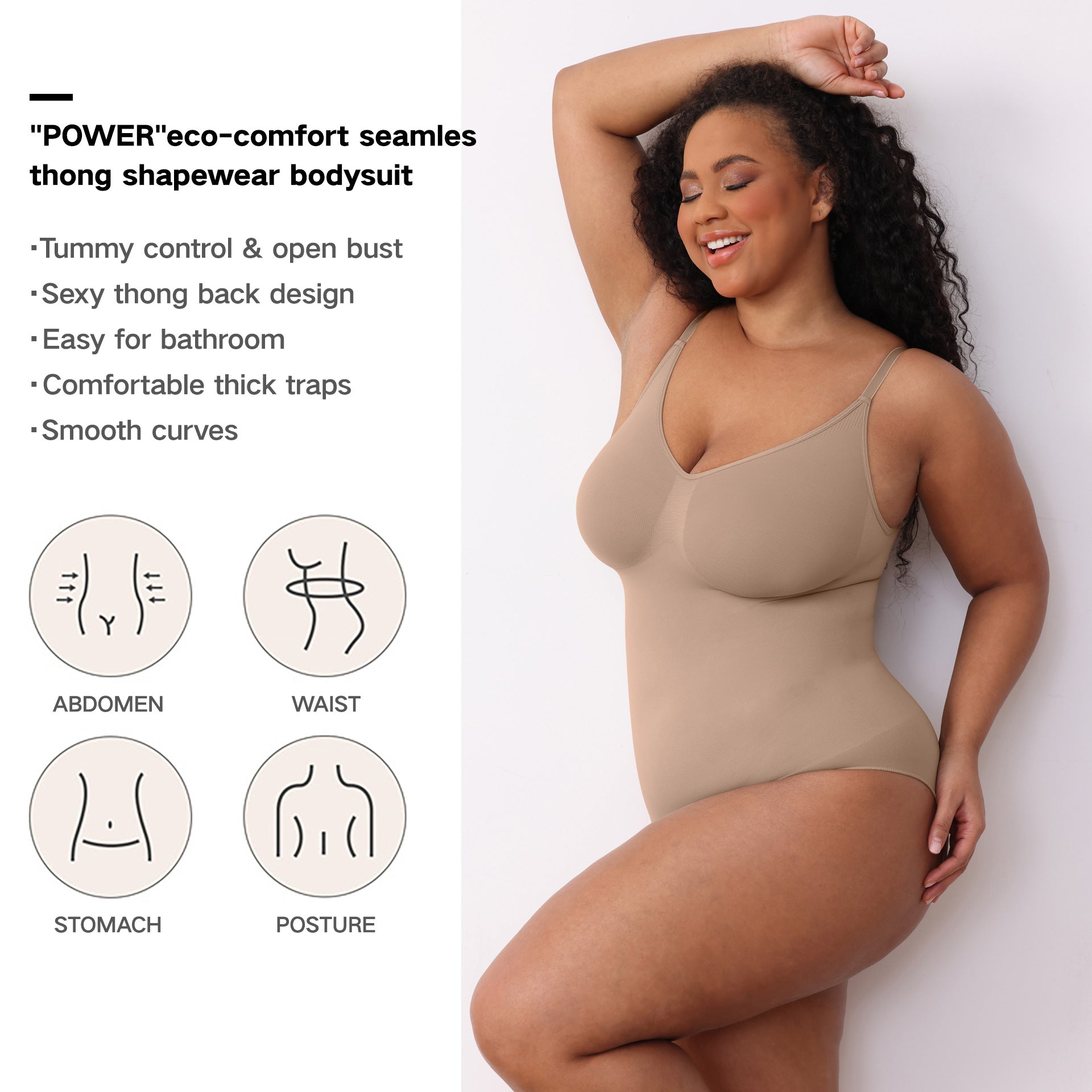 JIYUE Women's Shapewear Bodysuit - Tummy Control & Butt Lift - Reinforced Version