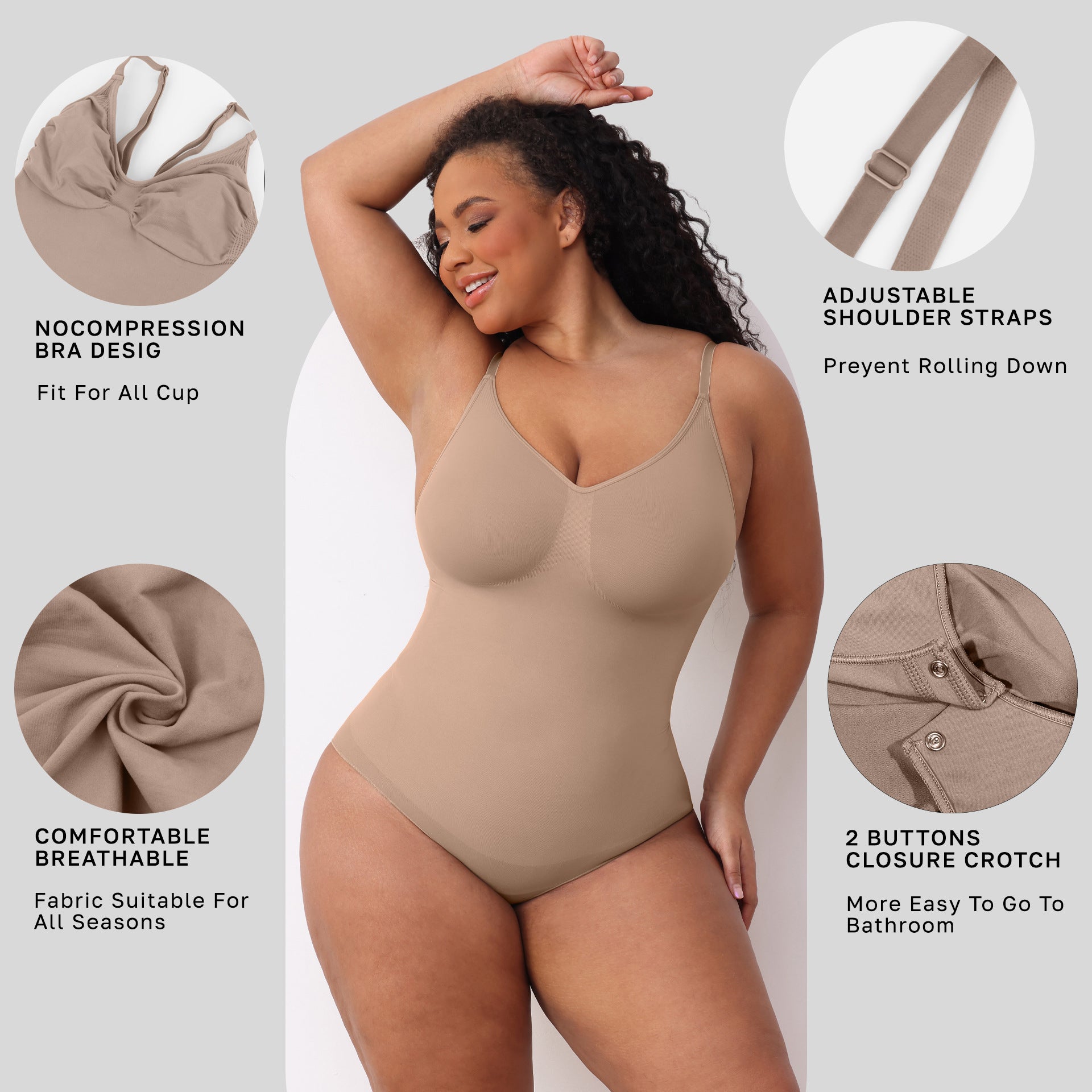JIYUE Women's Shapewear Bodysuit - Tummy Control & Butt Lift - Reinforced Version