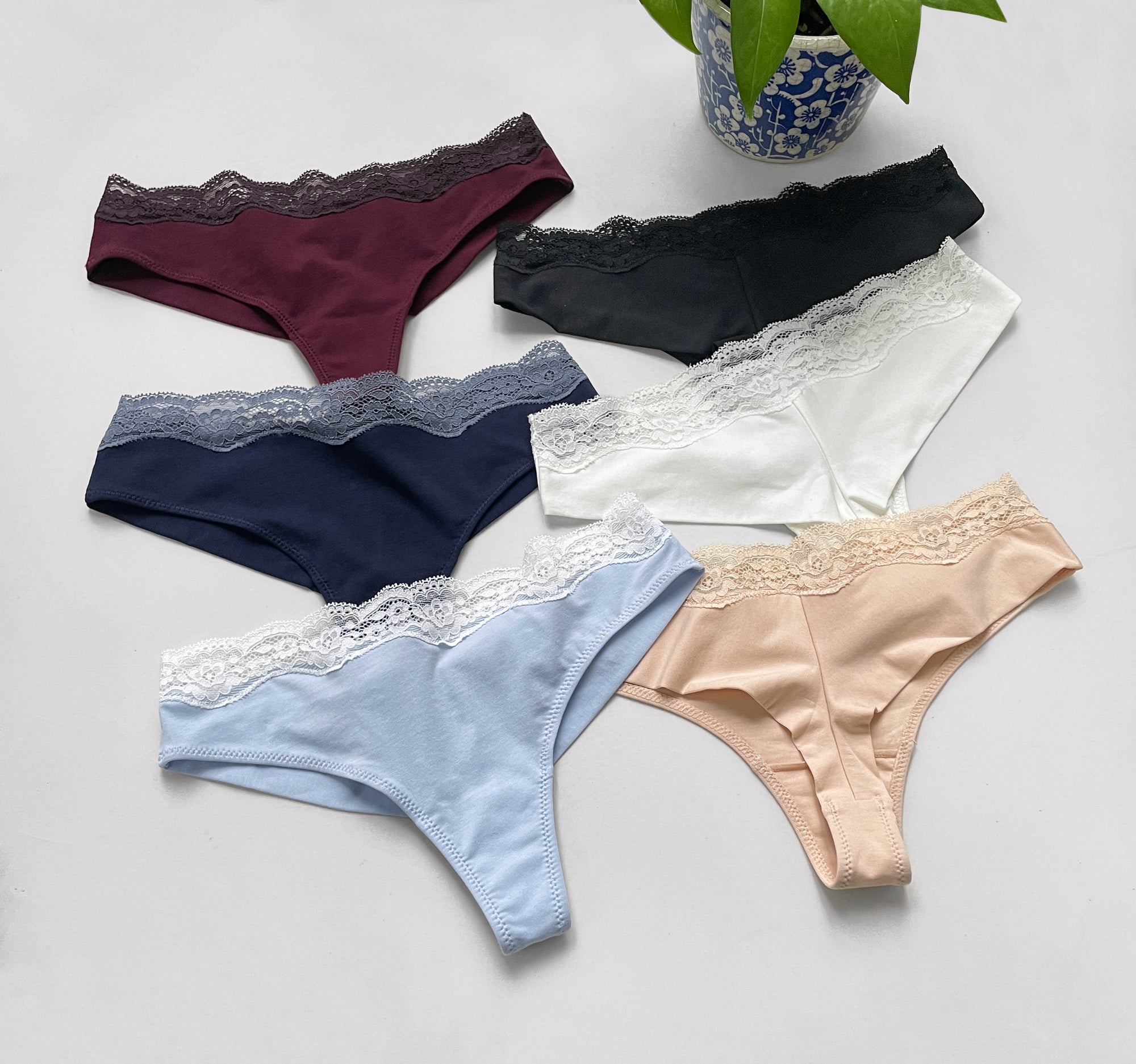 JIYUE Sexy High-Cut Thong - Soft Cotton Modal Lace, No Show & Comfortable Fit