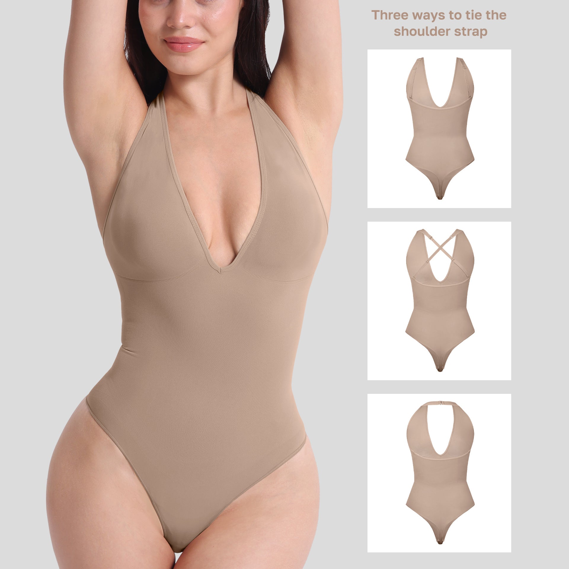 JIYUE Firm Control Waist Training Bodysuit – 2-in-1 Halterneck & Vest, Seamless Tummy Shapewear