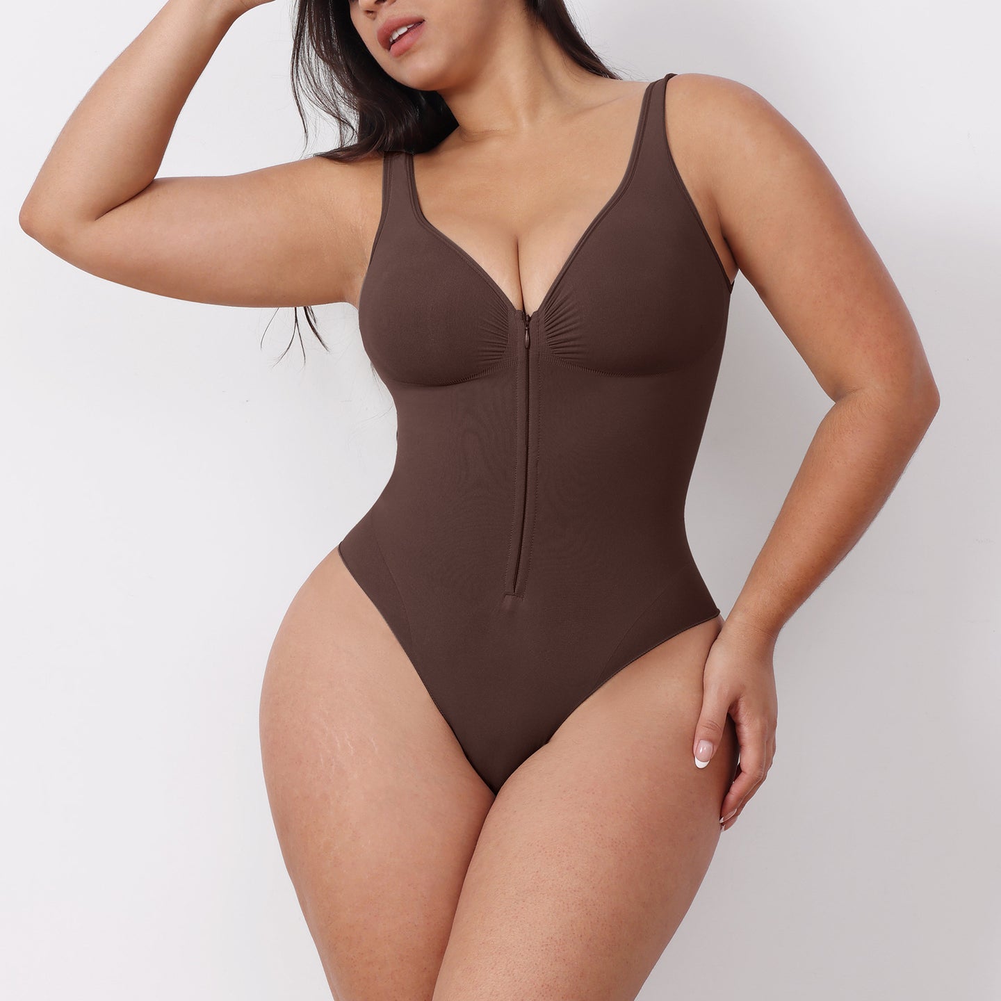 JIYUE Women's Firm Tummy Control Bodysuit | Waist Cinching with Straps & Open Back