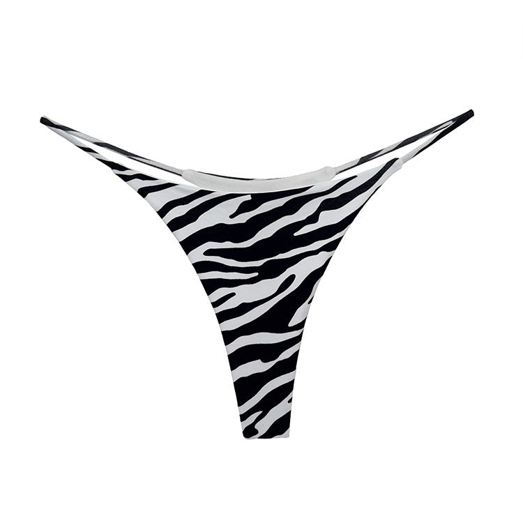 JIYUE Printed Cotton-Knit G-String Thong