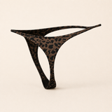 JIYUE black and brown leopard cotton-knit low-rise thong rear three-quarter ghost-mannequin view