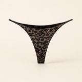 JIYUE black and brown leopard cotton-knit low-rise thong front ghost-mannequin view
