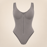 JIYUE gray zip-front firm-control shaping bodysuit