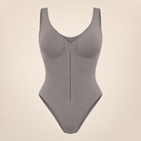 JIYUE gray zip-front firm-control shaping bodysuit