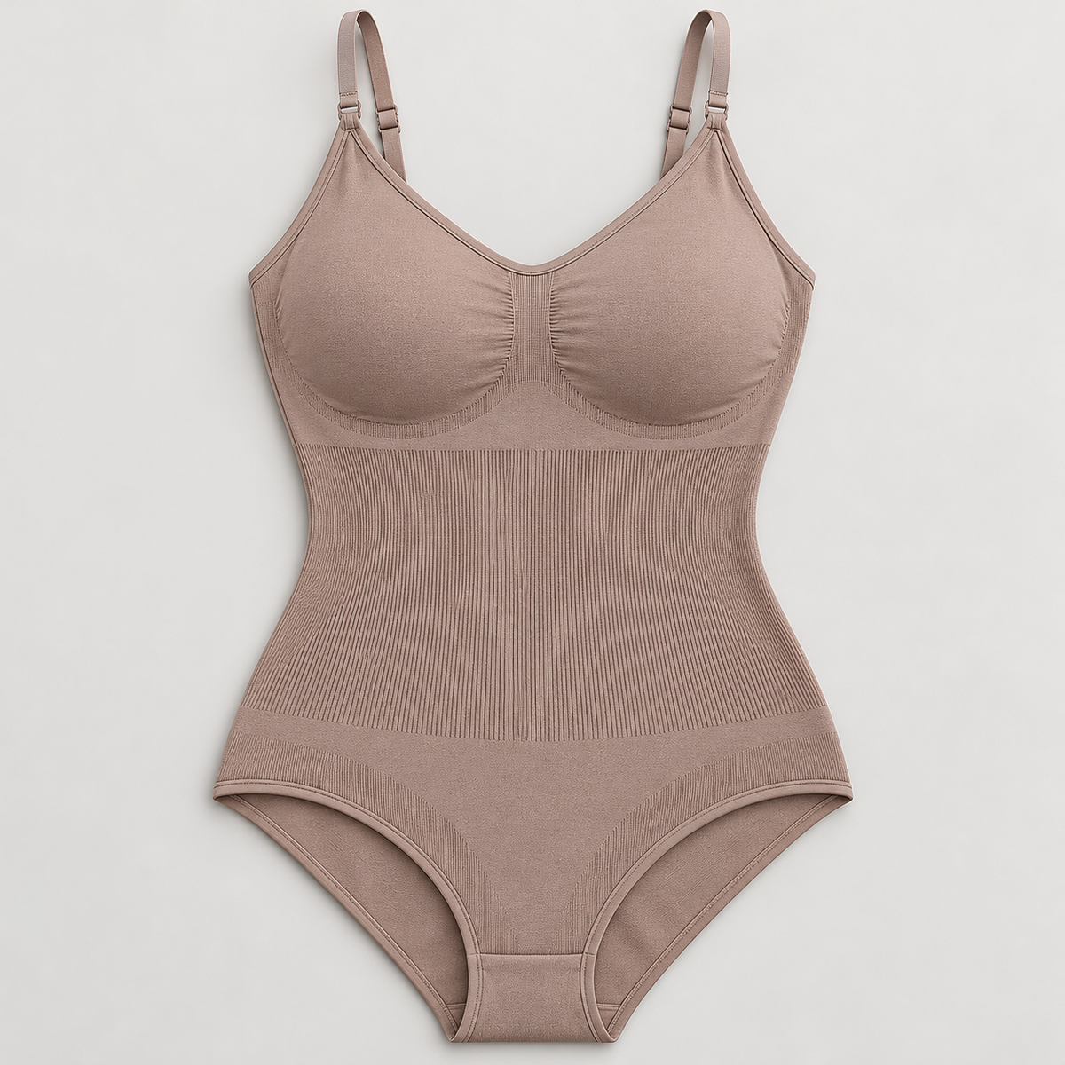 AI-generated product-only front view of the taupe JIYUE Seamless Cami Shaping Bodysuit