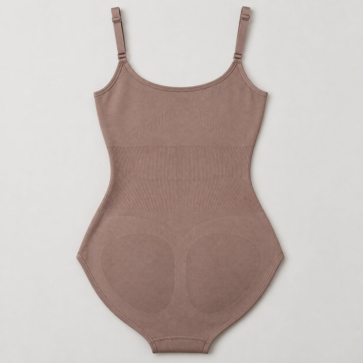 AI-generated product-only back view of the taupe JIYUE Seamless Cami Shaping Bodysuit